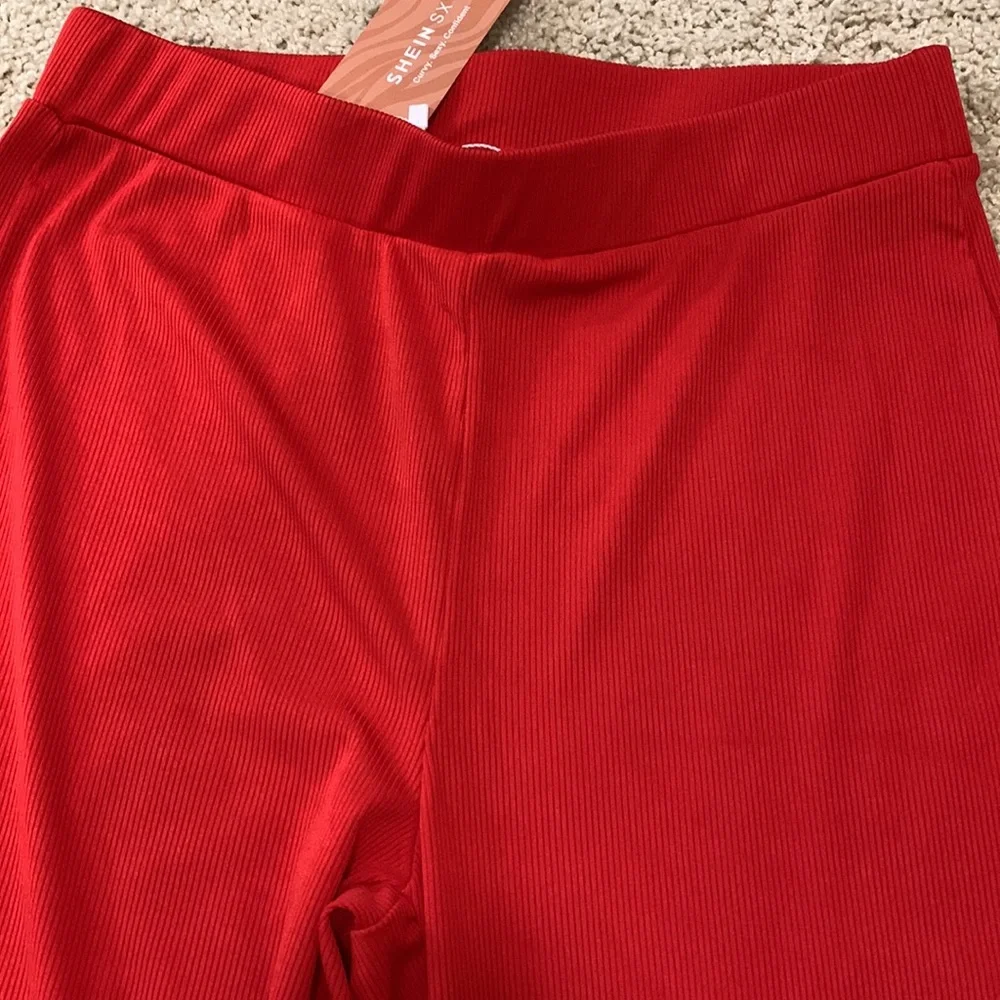 Red Ribbed Pants - Picture 2 of 2